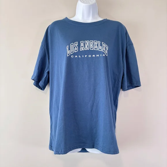 SHEIN Women's Los Angeles California Blue Oversized Short Sleeve T-Shirt NIB - Picture 2 of 6